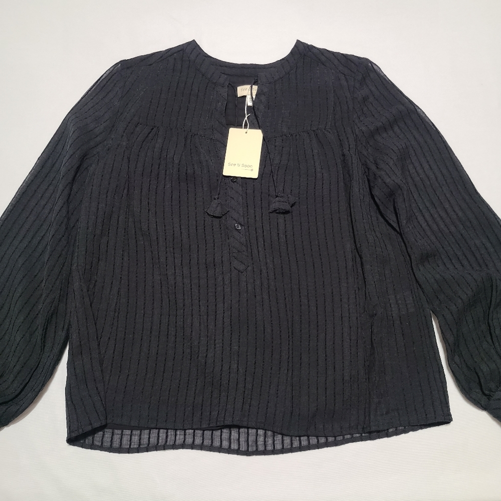 NWT See U Soon Women's Peasant Blouse sz S